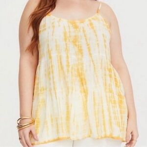 Torrid Yellow Tie Dye Strappy Cami Plus Size 2 2X B